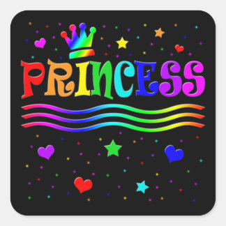 Sticker Carré Princesse mignonne Tiara d'arc-en-ciel de clipart