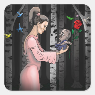 Sticker Carré Princesse romantique