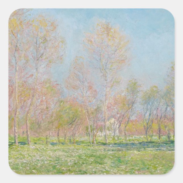 Sticker Carré Printemps à Giverny (1890) Claude Monet (Devant)