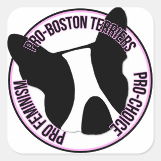 Sticker Carré Pro Boston Terriers, Pro Feminisme, Pro Choice