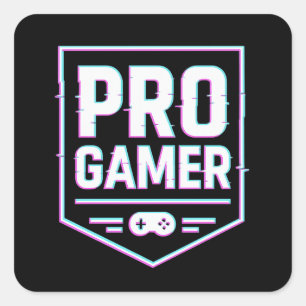 Sticker Carré PRO GAMER — Neon Glitch Shield