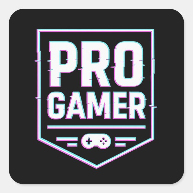 Sticker Carré PRO GAMER — Neon Glitch Shield (Devant)