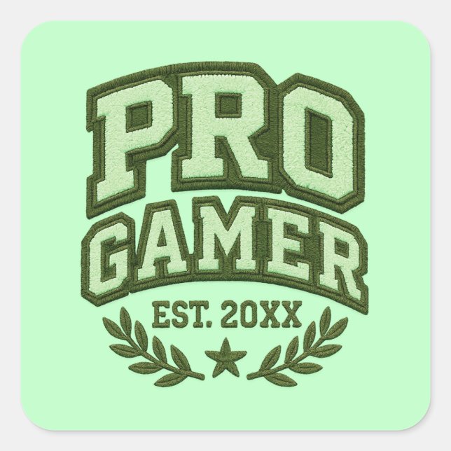 Sticker Carré PRO GAMER — Varsity Chenille Patch (Devant)
