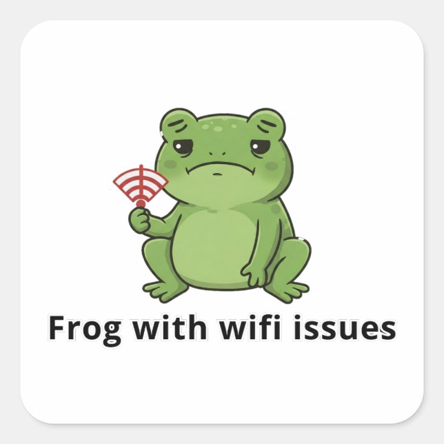 Sticker Carré Problèmes de grenouille avec WiFi (Devant)