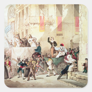 Sticker Carré Procession de cirque en Italie, 1830