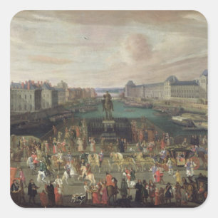 Sticker Carré Procession de Louis XIV à travers le Pont-Neuf