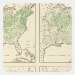 Sticker Carré Production de maïs et de laiterie, lithographie
