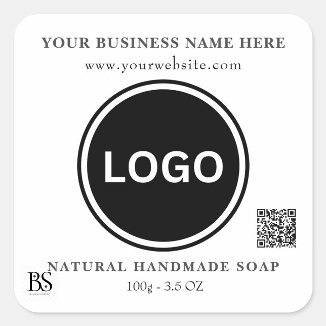 Sticker Carré Produit artisanal moderne professionnel (Handmade Product Modern Professional Square Sticker)