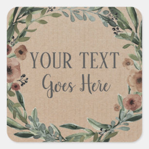 Sticker Carré Produit artisanal Vintage torréfaction fleurie