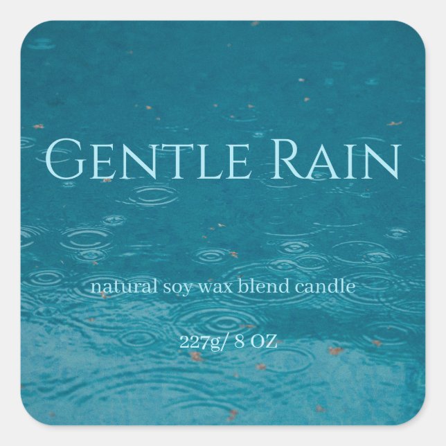 Sticker Carré Produit de pluie douce modifiable (Devant)