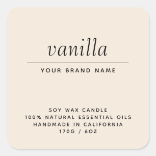 Sticker Carré Produit d'emballage moderne beige bougie