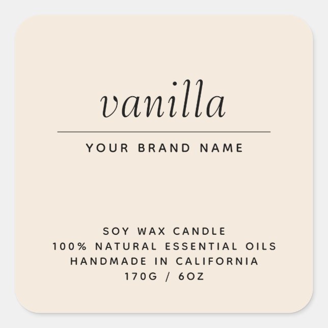 Sticker Carré Produit d'emballage moderne beige bougie (Devant)