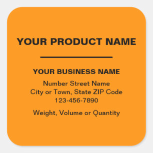Sticker Carré Produit d'entreprise Textes simples minimaux, coul