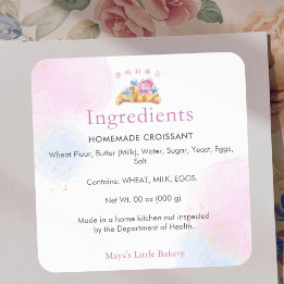 Sticker Carré Produit Ingrédient de Boulangerie Croissant Floral