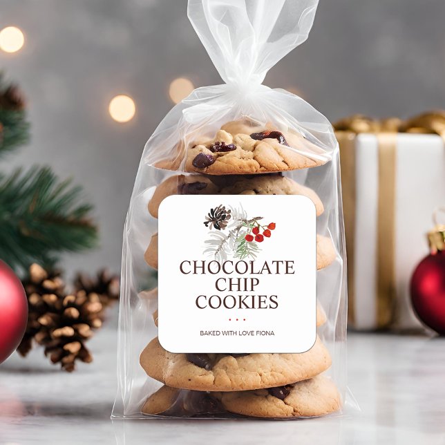 Sticker Carré Produits cuits maison rustiques (Rustic Homemade Baked Goods Square Sticker)