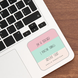 Sticker Carré Prof colorblock personnalisé drôle