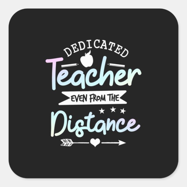 Sticker Carré Professeur Cadeaux | Distance de l'enseignant dédi (Devant)