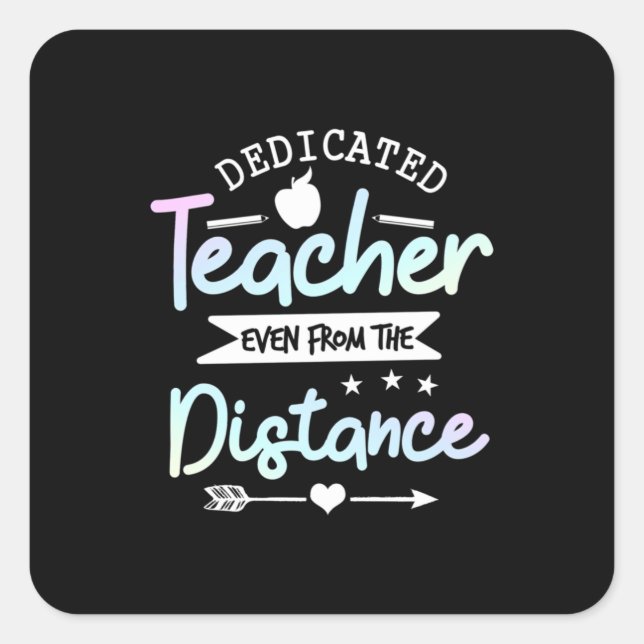 Sticker Carré Professeur Cadeaux | Distance de l'enseignant dédi (Devant)