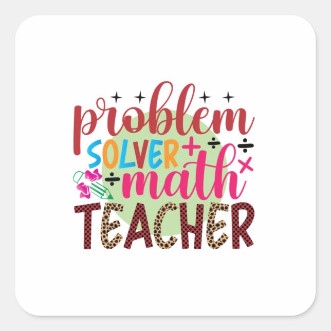 Sticker Carré Professeur Cadeaux | Enseignant en mathématiques d (Devant)