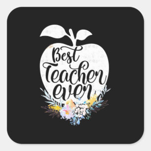 Sticker Carré Professeur Cadeaux   Meilleure fleur enseignante