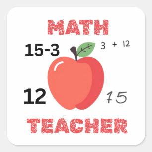 Sticker Carré Professeur de maths pomme design drôle professeur 
