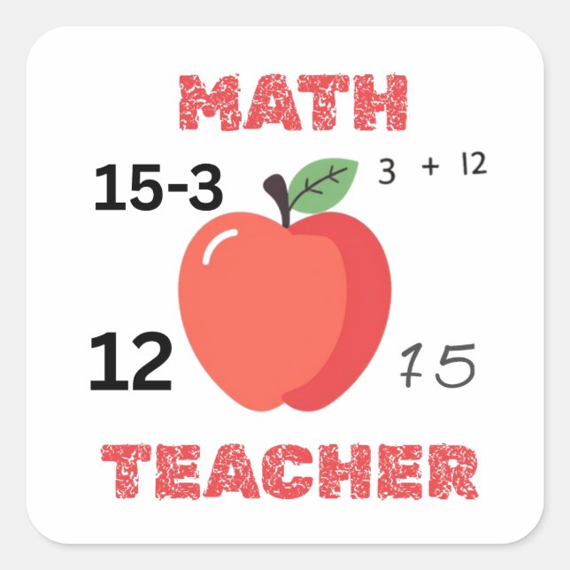 Sticker Carré Professeur de maths pomme design drôle professeur  (Devant)