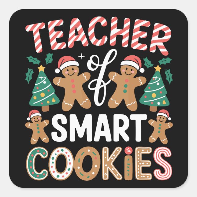 Sticker Carré Professeur de Noël de biscuits de gingembre intell (Devant)