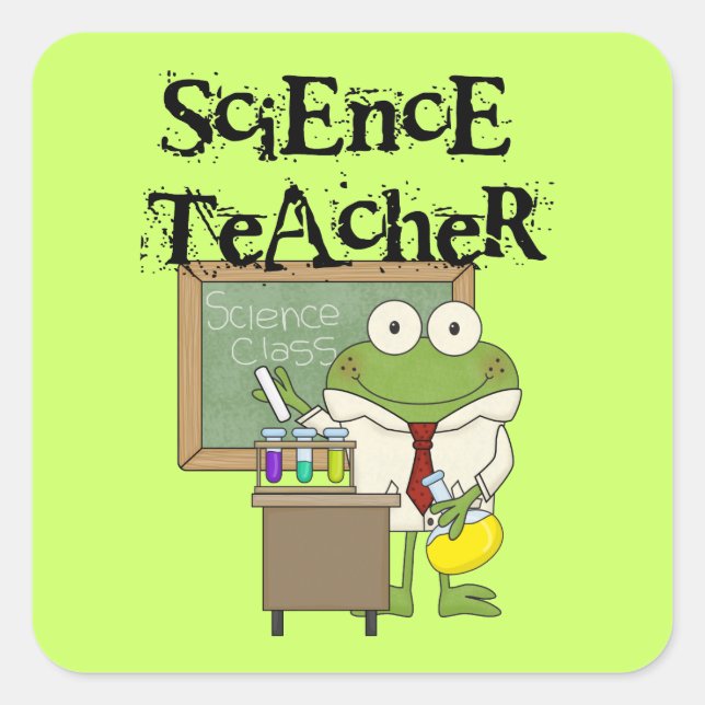 Sticker Carré Professeur de sciences de la grenouille (Devant)