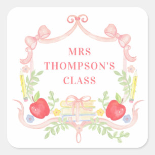 Sticker Carré Professeur personnalisé   Crest de classe