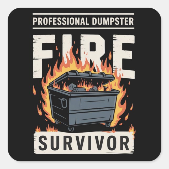 Sticker Carré Professional Dumpster Fire Survivor Funny Work  (Devant)
