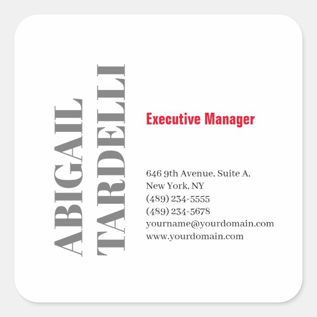 Sticker Carré Professional minimalist bold modern custom plain (Devant)