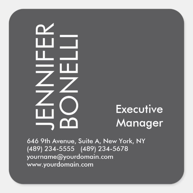 Sticker Carré Professional minimalist modern bold text grey  (Devant)