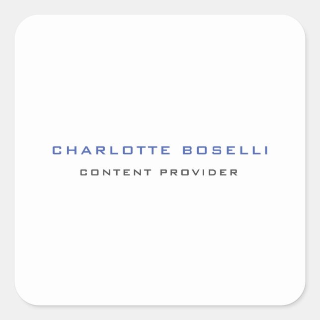 Sticker Carré Professionnel minimaliste Votre nom Titre Professi (Devant)