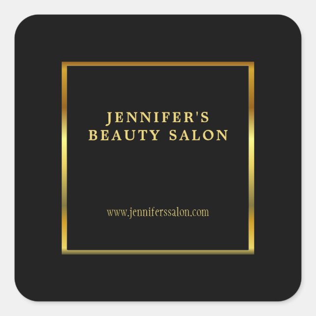 Sticker Carré Professionnel publicitaire en or noir moderne (Devant)