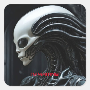 Sticker Carré Profil d'Alien spatial