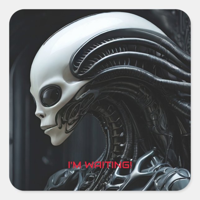 Sticker Carré Profil d'Alien spatial (Devant)