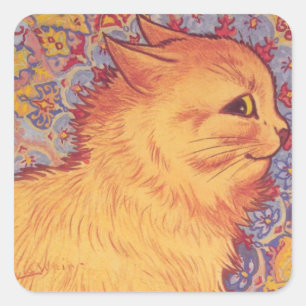 Sticker Carré Profil De Chat Par Louis Wain