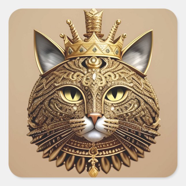 Sticker Carré Profil de chat royal (Devant)
