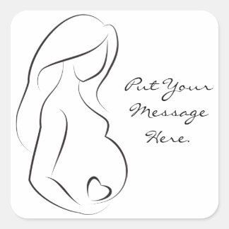 Sticker Carré Profil Femme Enceinte Coeur ventre
