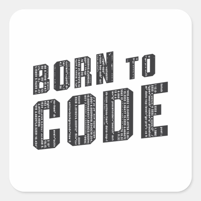 Sticker Carré Programmeur ICD de code médical born to code (Devant)