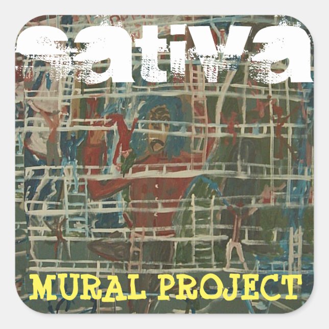 STICKER CARRÉ PROJET DE FRESQUE SATIVA (Devant)