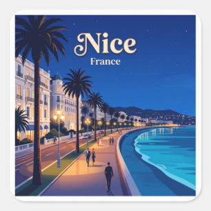 Sticker Carré Promenade des Anglais la nuit Nice France