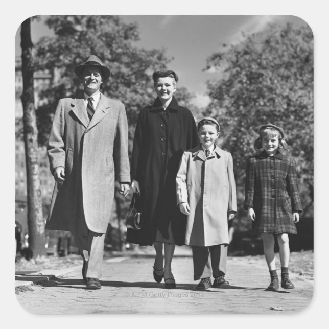 Sticker Carré Promenade en famille (Devant)