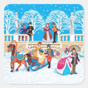 Sticker Carré Promenade hivernale