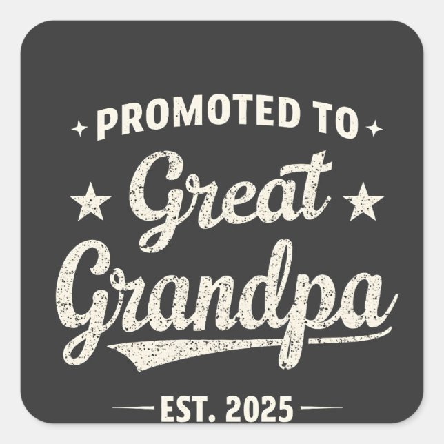 Sticker Carré Promoté pour le cadeau de famille Great Grand-père (Devant)
