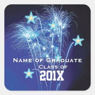 Sticker Carré Promotion de l'année 20xx Feux d'artifice Rond ou