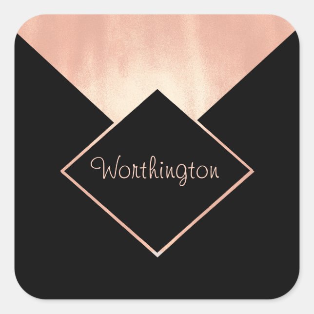 Sticker Carré Promotion Entreprise Rose Or Métallic Feminine (Devant)