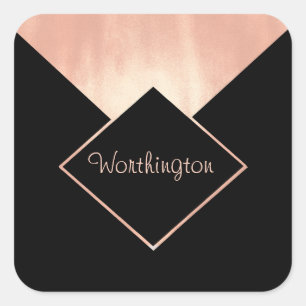 Sticker Carré Promotion Entreprise Rose Or Métallic Feminine