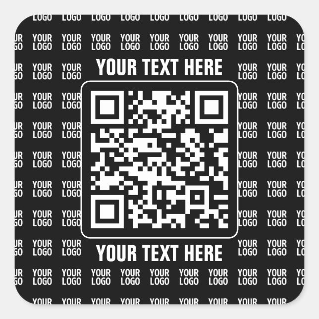 Sticker Carré Promotional QR code (editable) plus Logo Pattern (Devant)