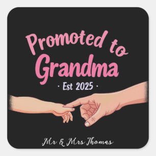 Sticker Carré Promu à grand-mère Etabli 2025 Faire-part